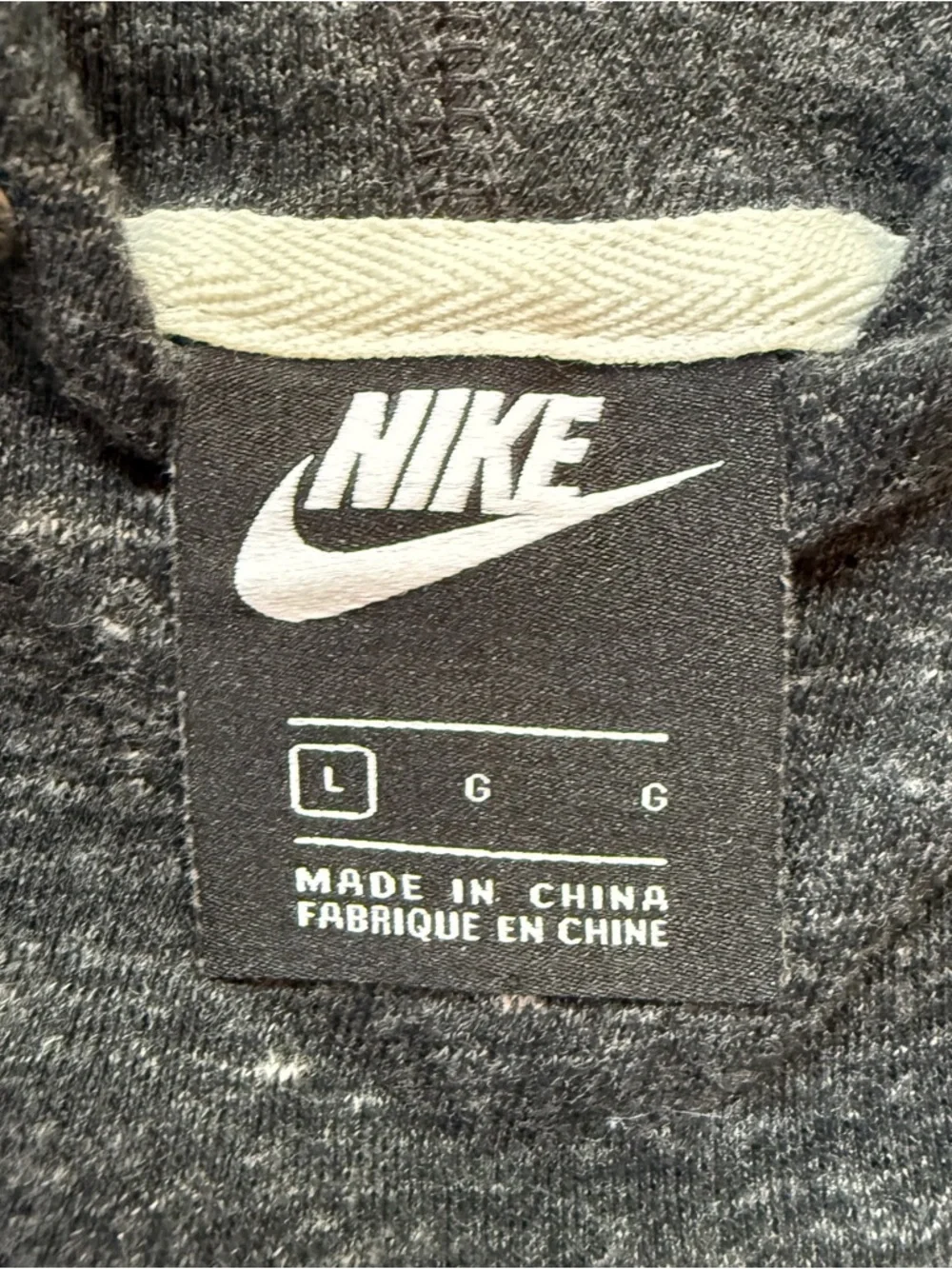 Nike Heather Dark Gray Pullover Hoodie with White Logo - Picture 2 of 4